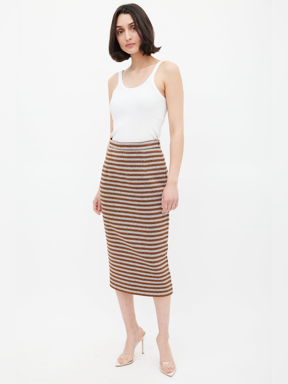 Smythe Metallic Stripe Midi Skirt